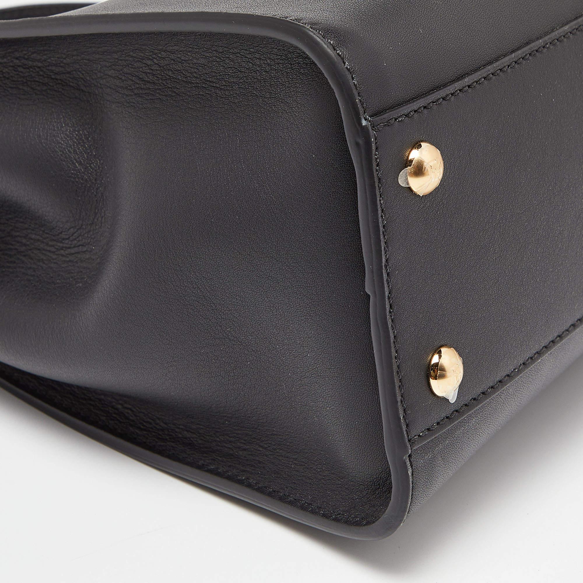 Fendi Black Leather Medium Peekaboo Iconic Top Handle Bag 1
