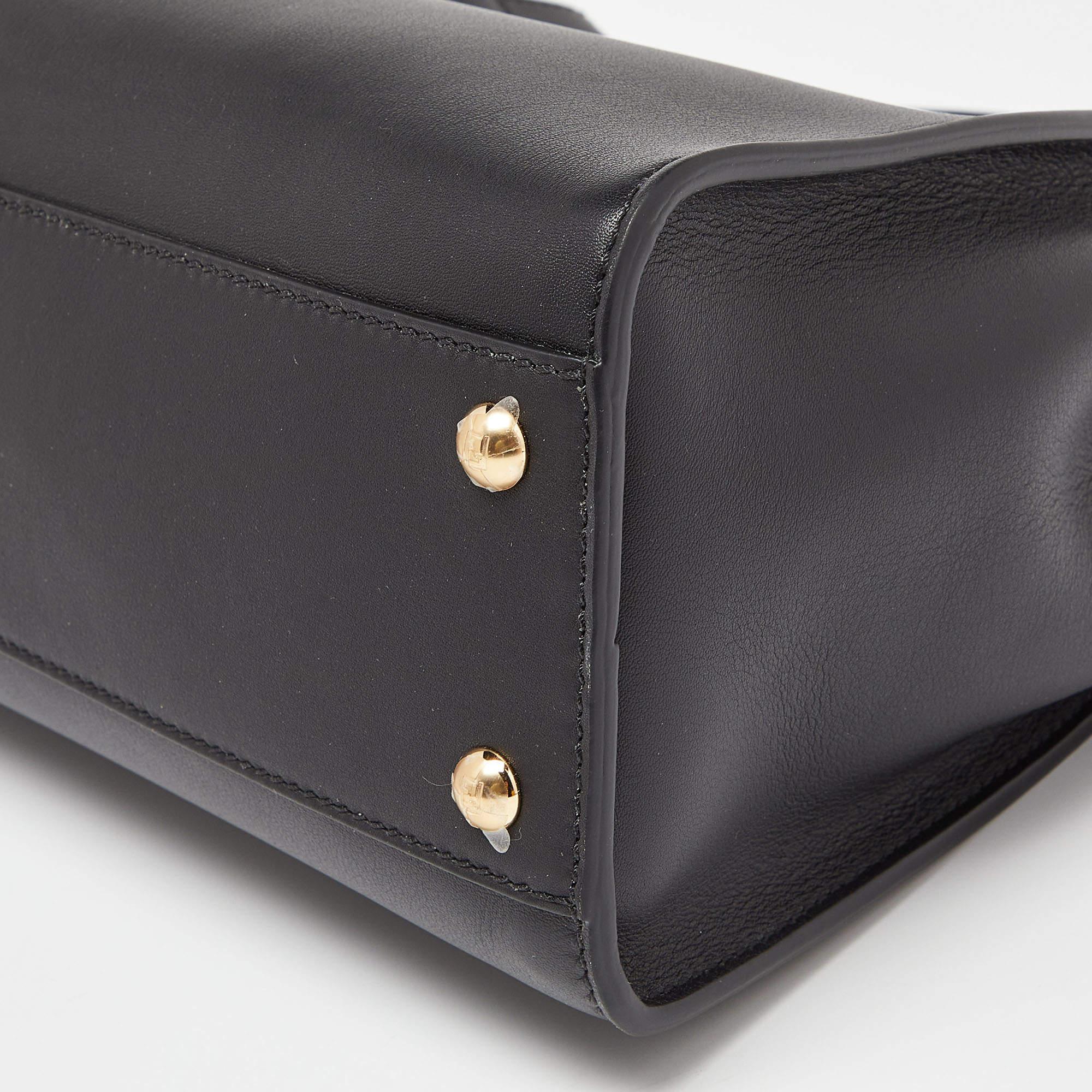 Fendi Black Leather Medium Peekaboo Iconic Top Handle Bag 2