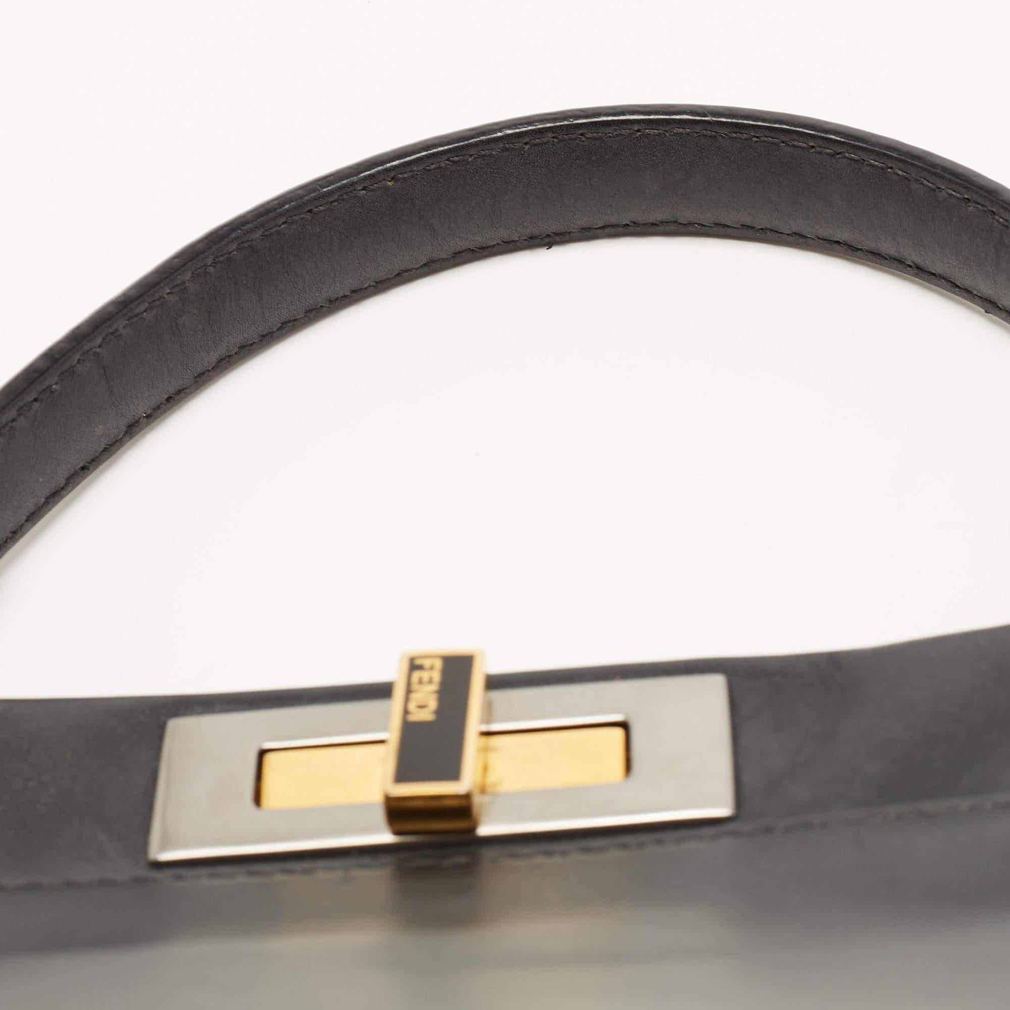 Fendi Black Leather Medium Peekaboo Top Handle Bag 6