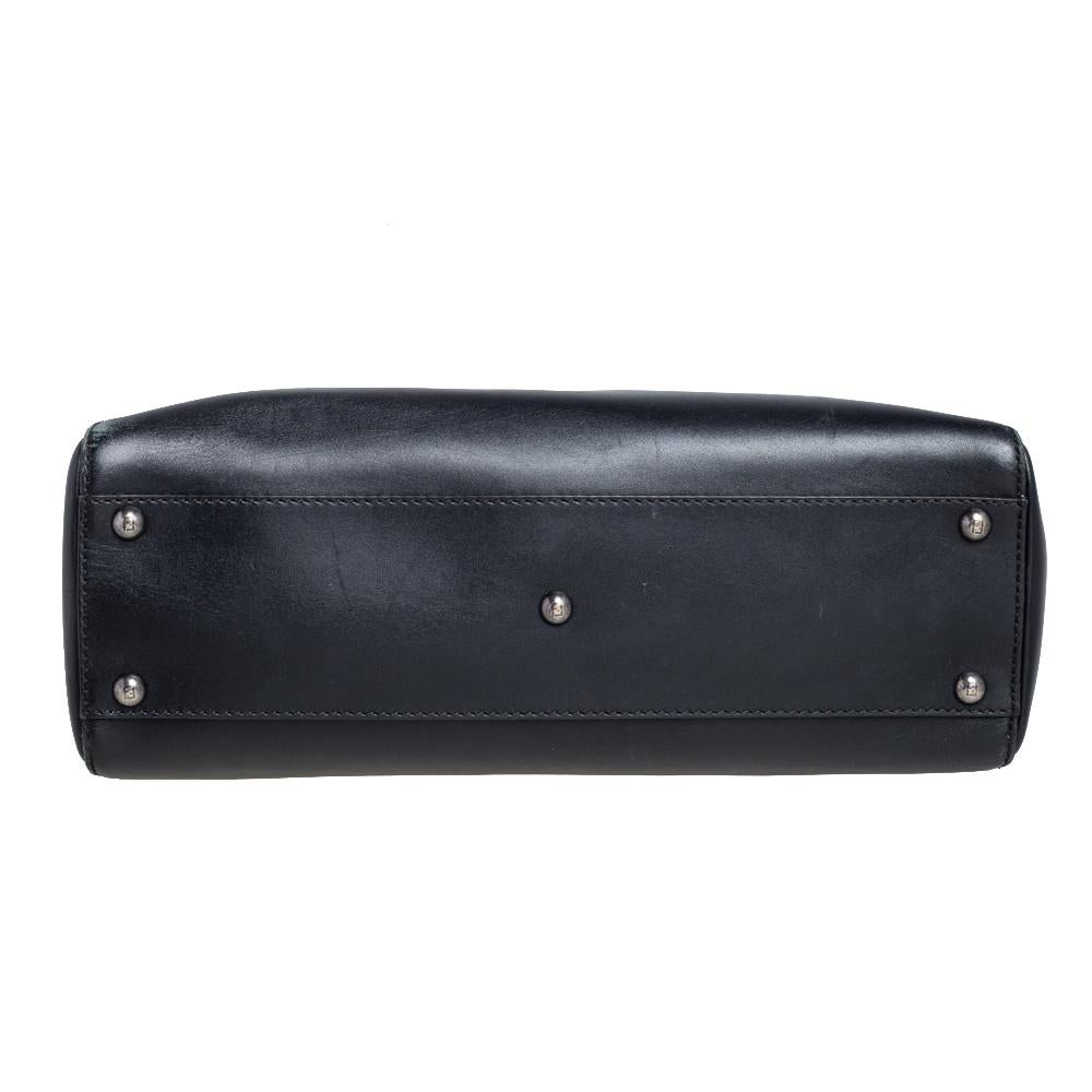 Fendi Black Leather Medium Peekaboo Top Handle Bag 1