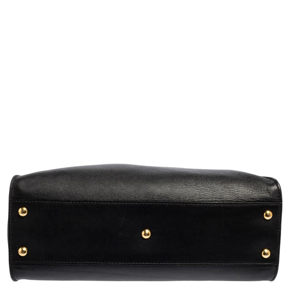 Fendi Black Leather Medium Peekaboo Top Handle Bag 1
