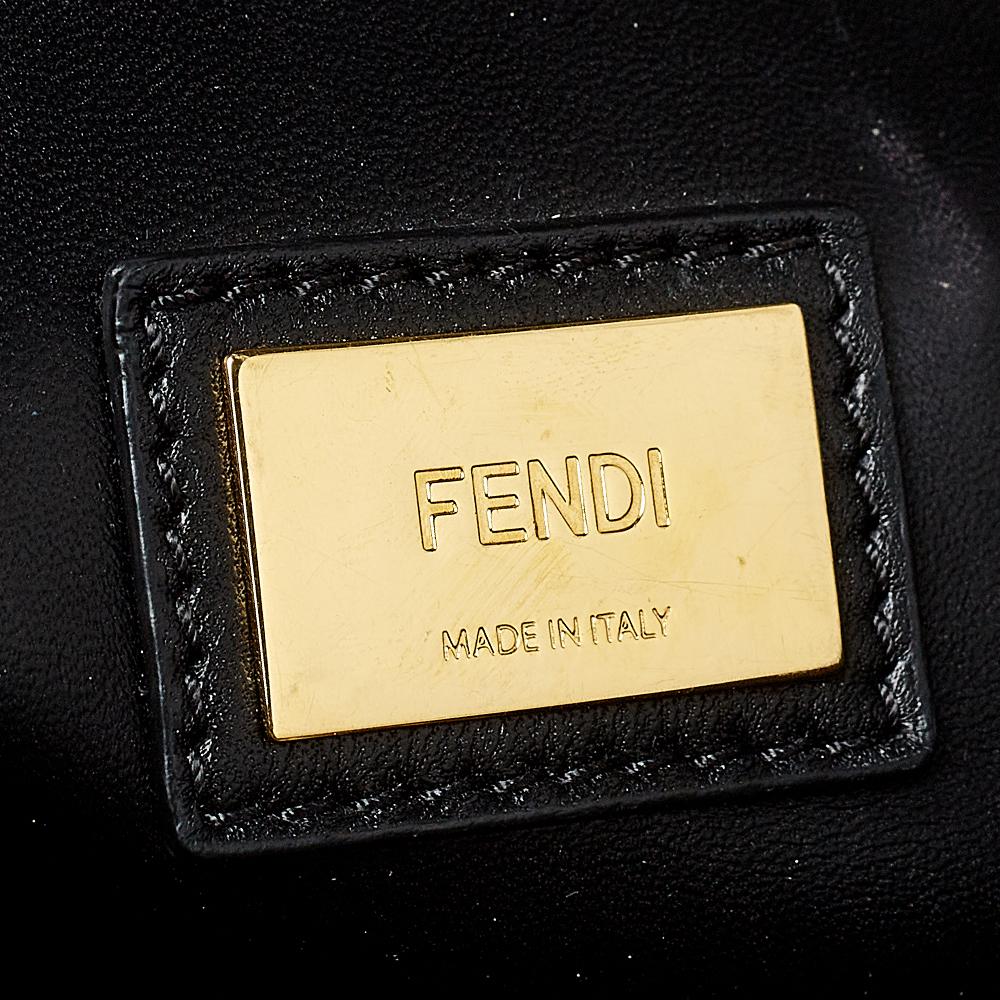 Fendi Black Leather Medium Peekaboo Top Handle Bag In Good Condition In Dubai, Al Qouz 2