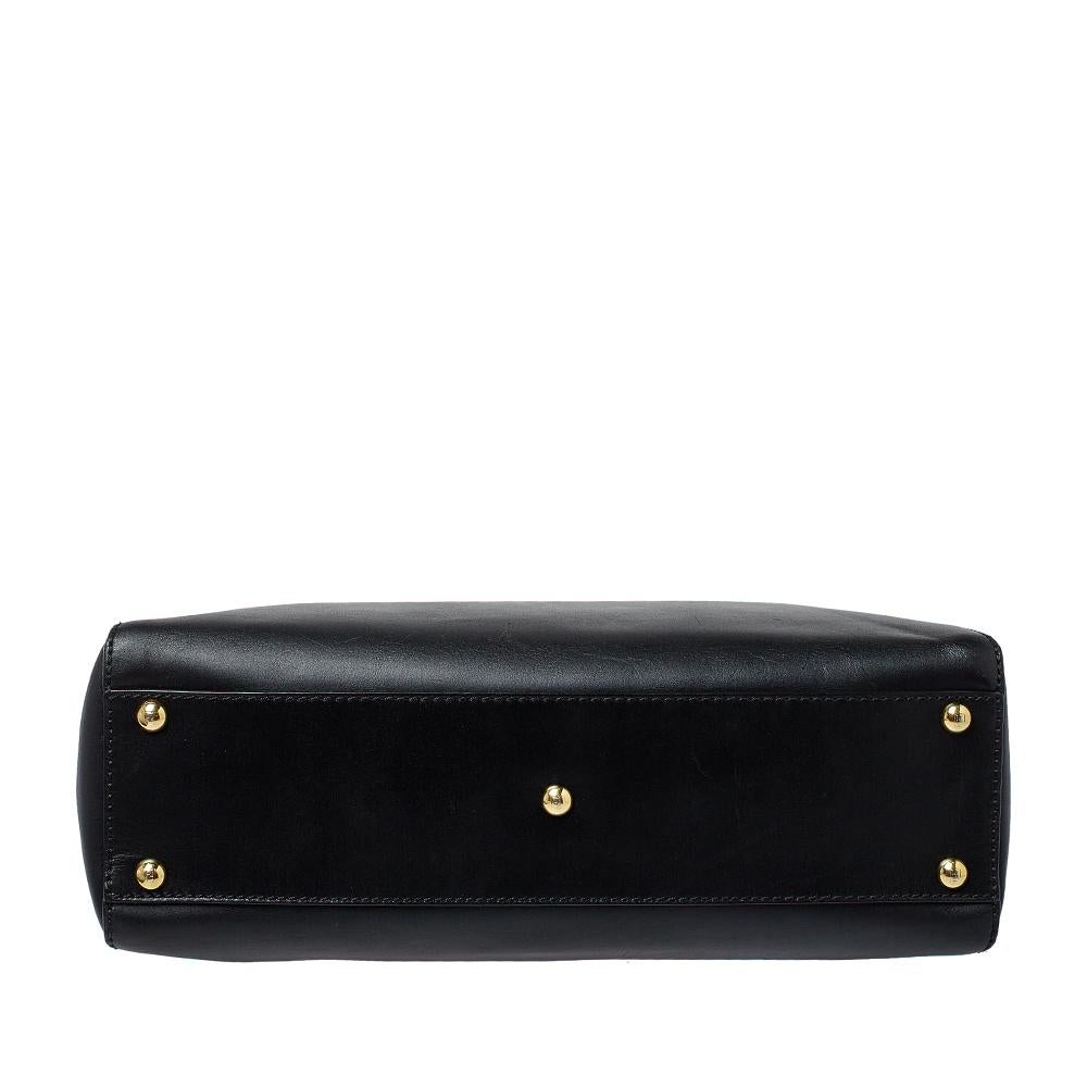 Fendi Black Leather Medium Peekaboo Top Handle Bag 2