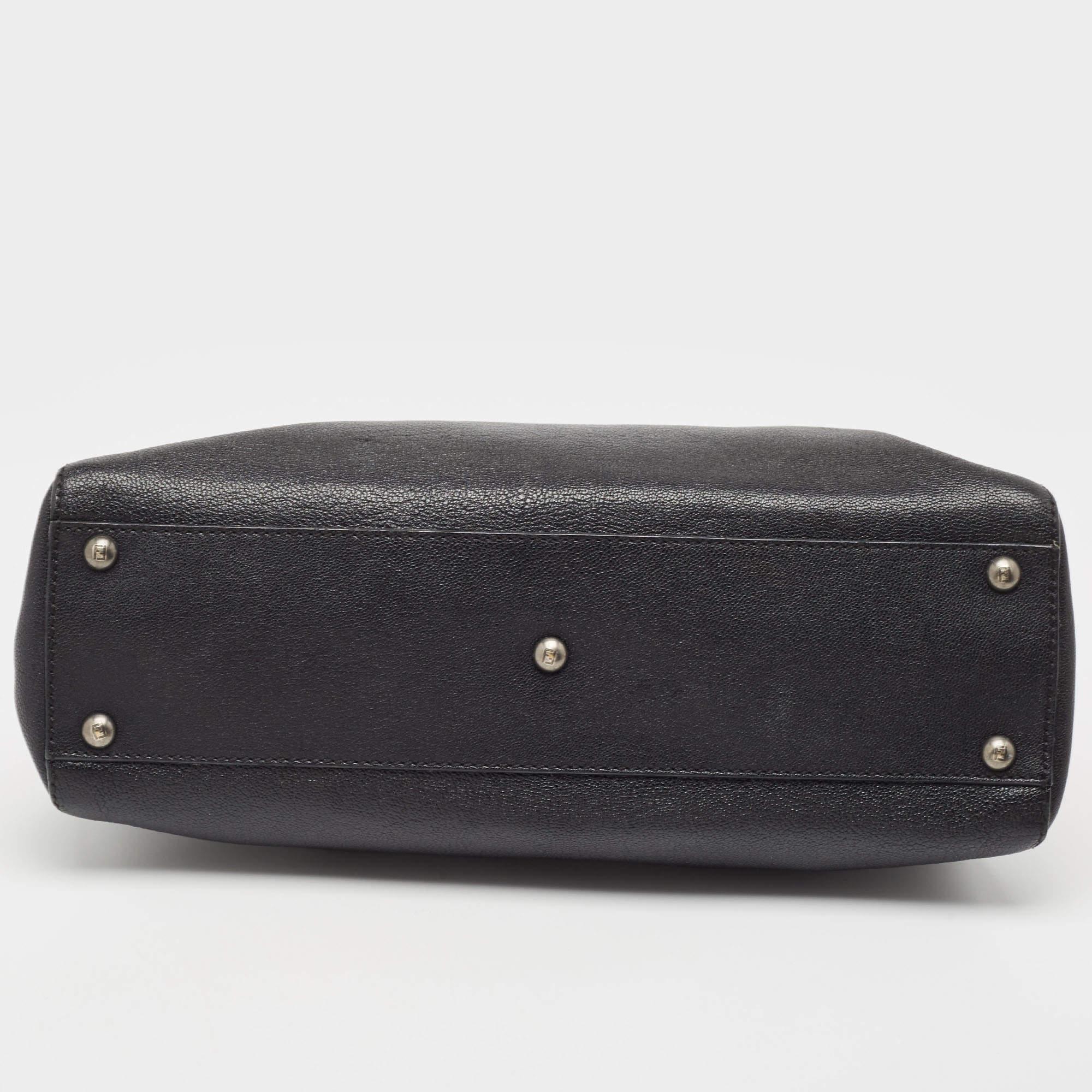 Fendi Black Leather Medium Peekaboo Top Handle Bag 2