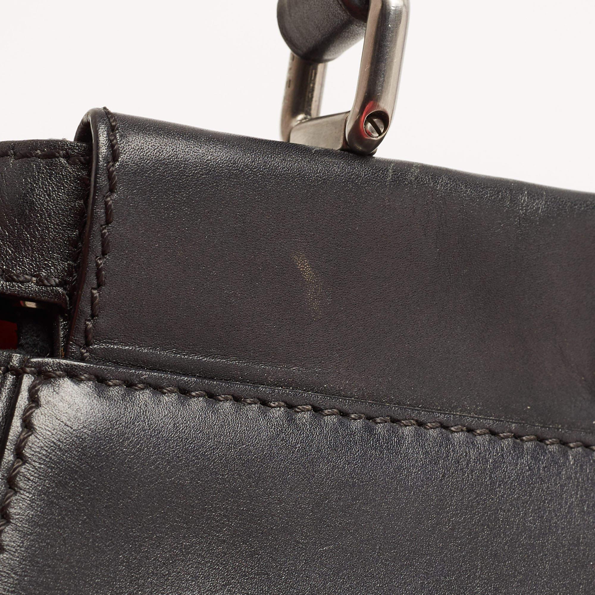 Fendi Black Leather Medium Peekaboo Top Handle Bag 3