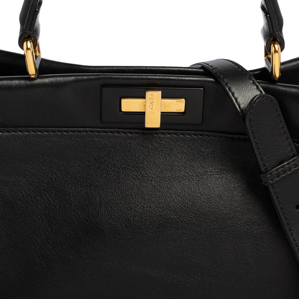 Fendi Black Leather Medium Peekaboo Top Handle Bag 4