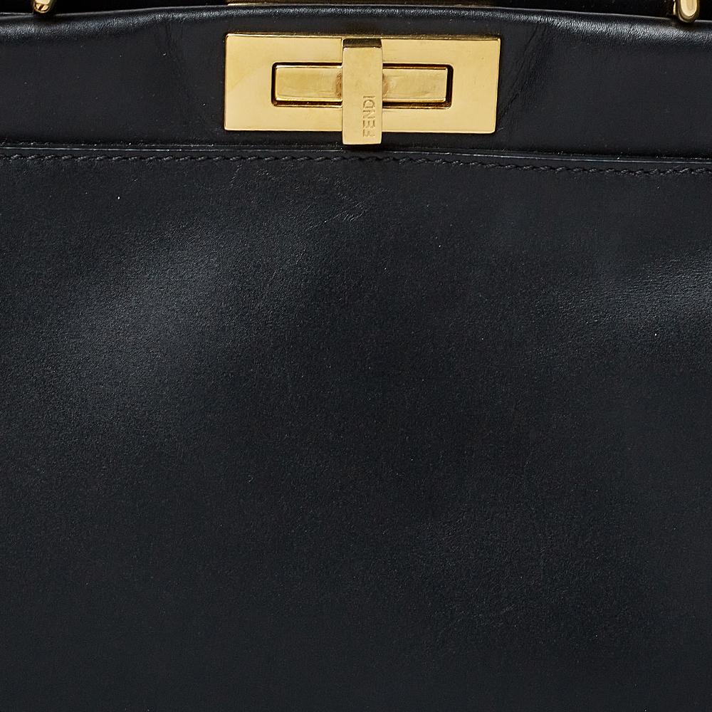 Fendi Black Leather Medium Peekaboo Top Handle Bag 5