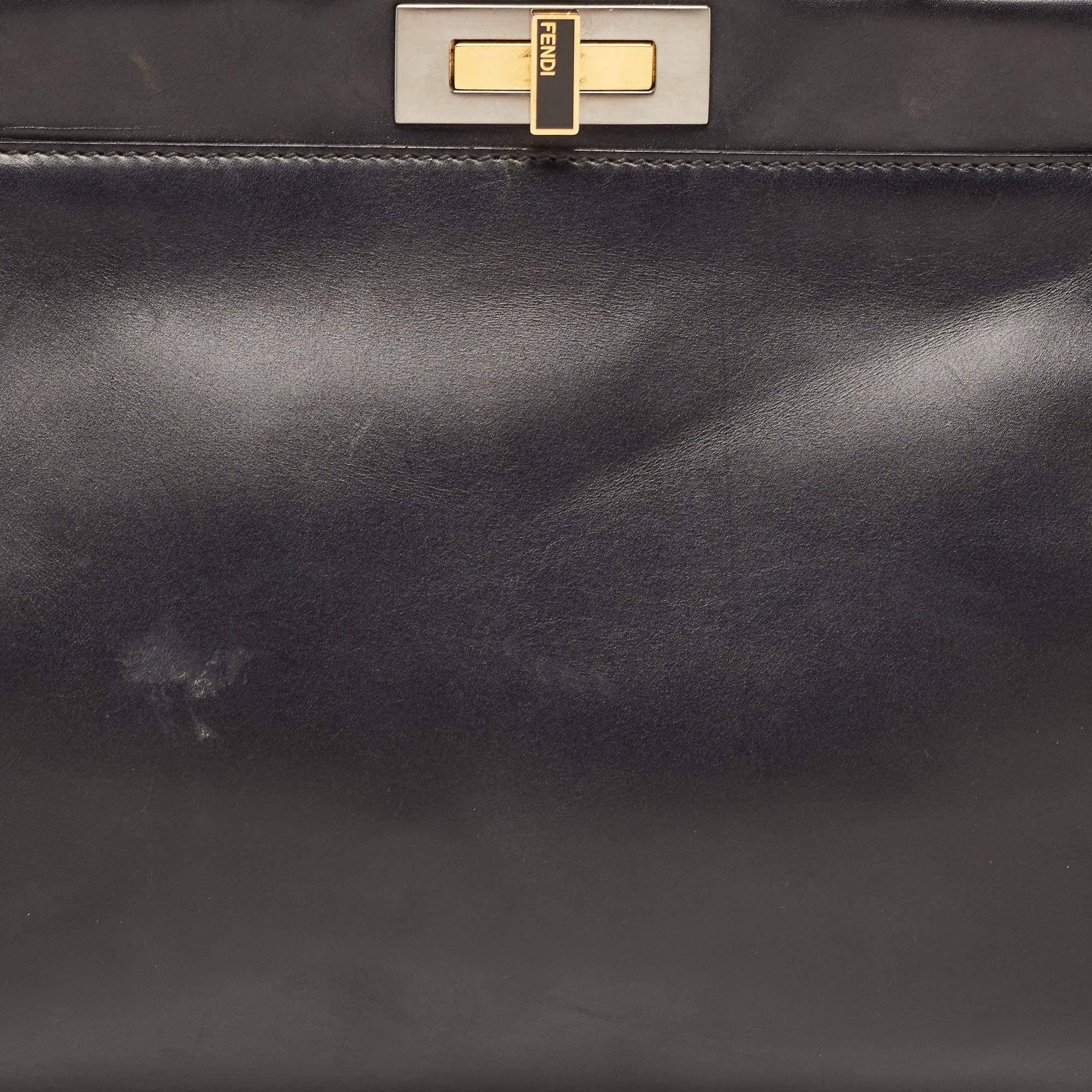 Fendi Black Leather Medium Peekaboo Top Handle Bag 5