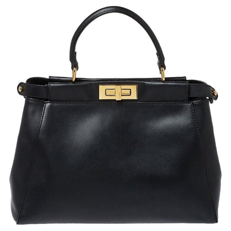 Fendi Black Leather Medium Peekaboo Top Handle Bag at 1stDibs