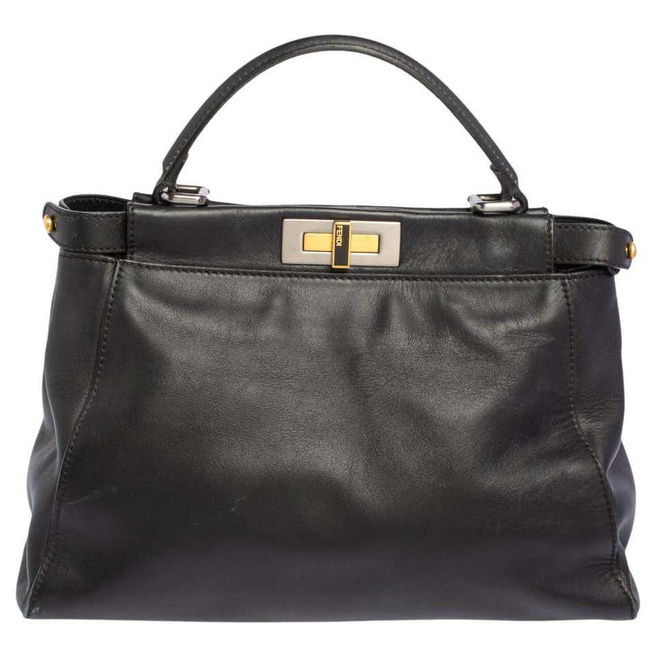 Fendi Dark Brown Shimmer Leather Small Studded Chef De Jour Bag For ...