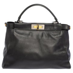 Fendi Borsa media Peekaboo Top Handle in pelle nera