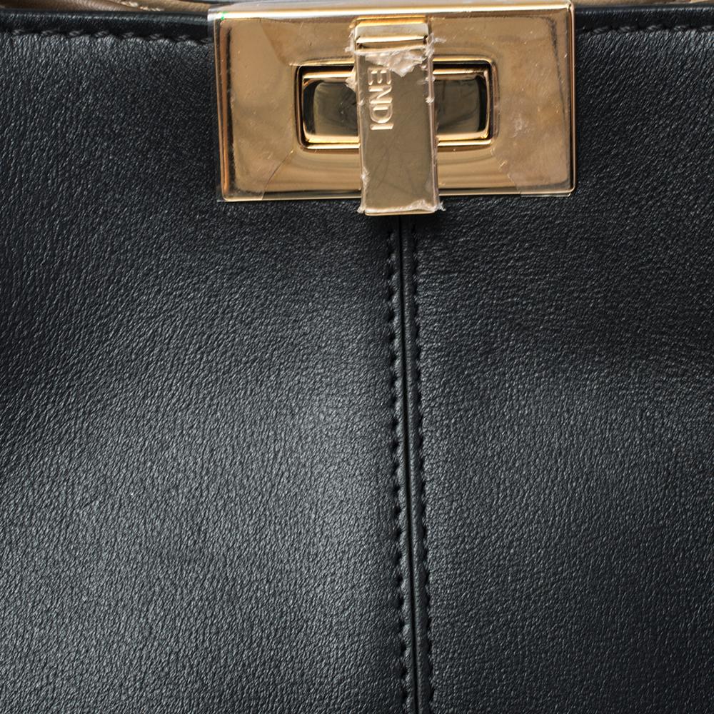 Fendi Black Leather Medium Peekaboo X-Lite Top Handle Bag 4