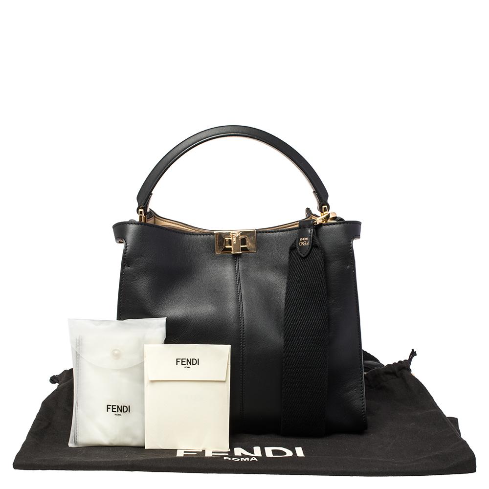 Fendi Black Leather Medium Peekaboo X-Lite Top Handle Bag 5