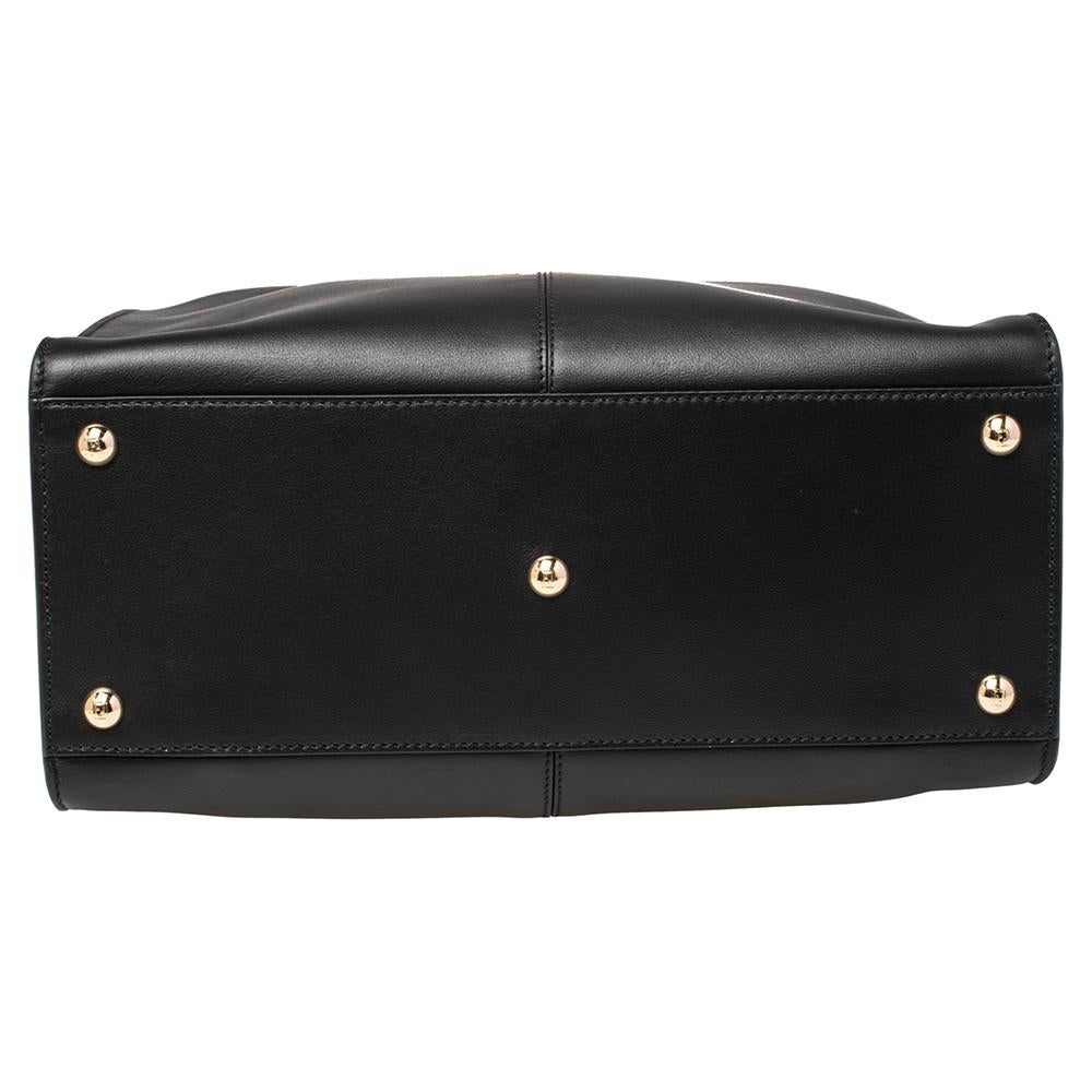 Fendi Black Leather Medium Peekaboo X-Lite Top Handle Bag In Good Condition In Dubai, Al Qouz 2