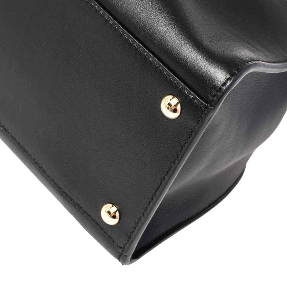 Fendi Black Leather Medium Peekaboo X-Lite Top Handle Bag 2