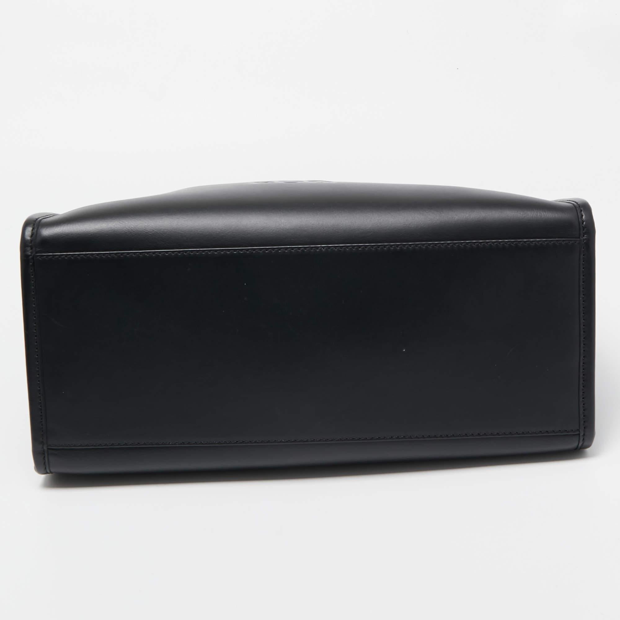 Fendi Black Leather Medium Sunshine Shopper Tote For Sale 4