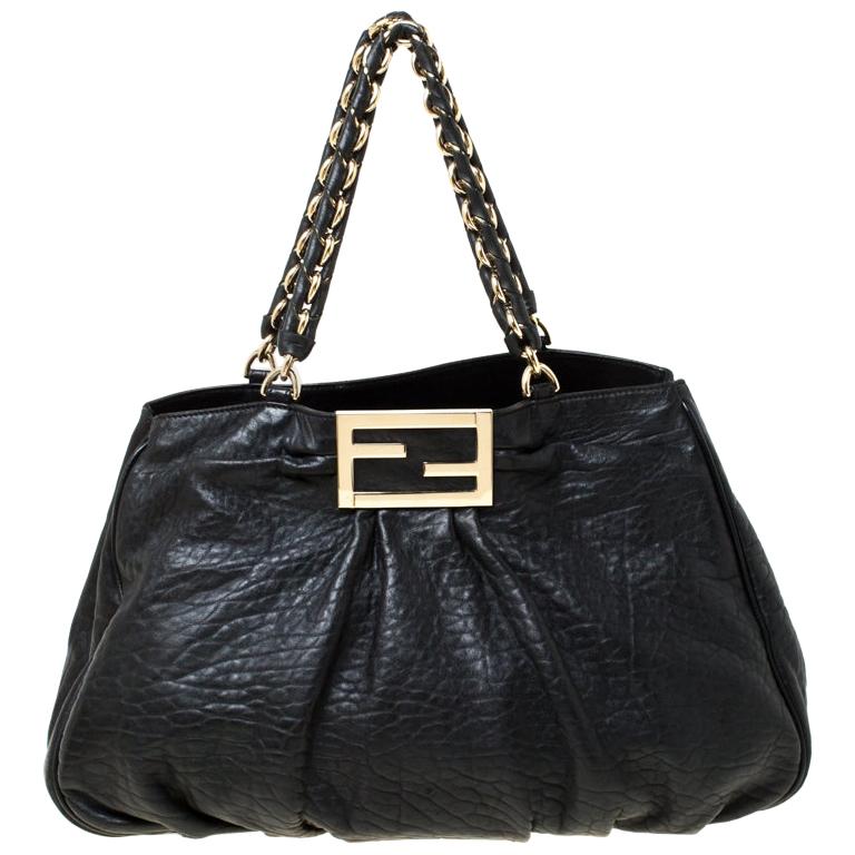 Fendi Black Leather Mia Chain Tote For Sale at 1stDibs | miachain.space ...