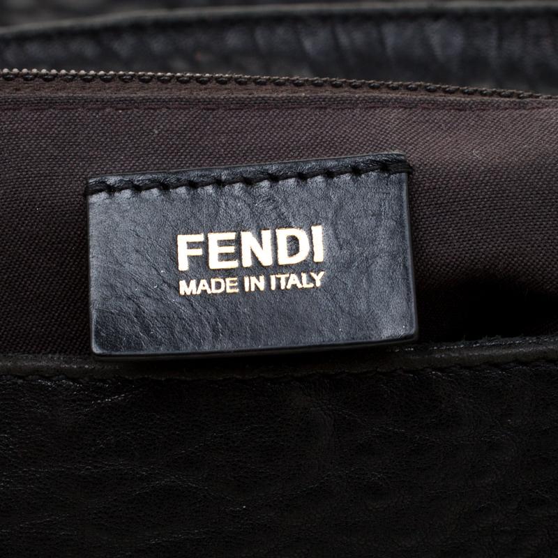 Fendi Black Leather Mia Flap Shoulder Bag 2