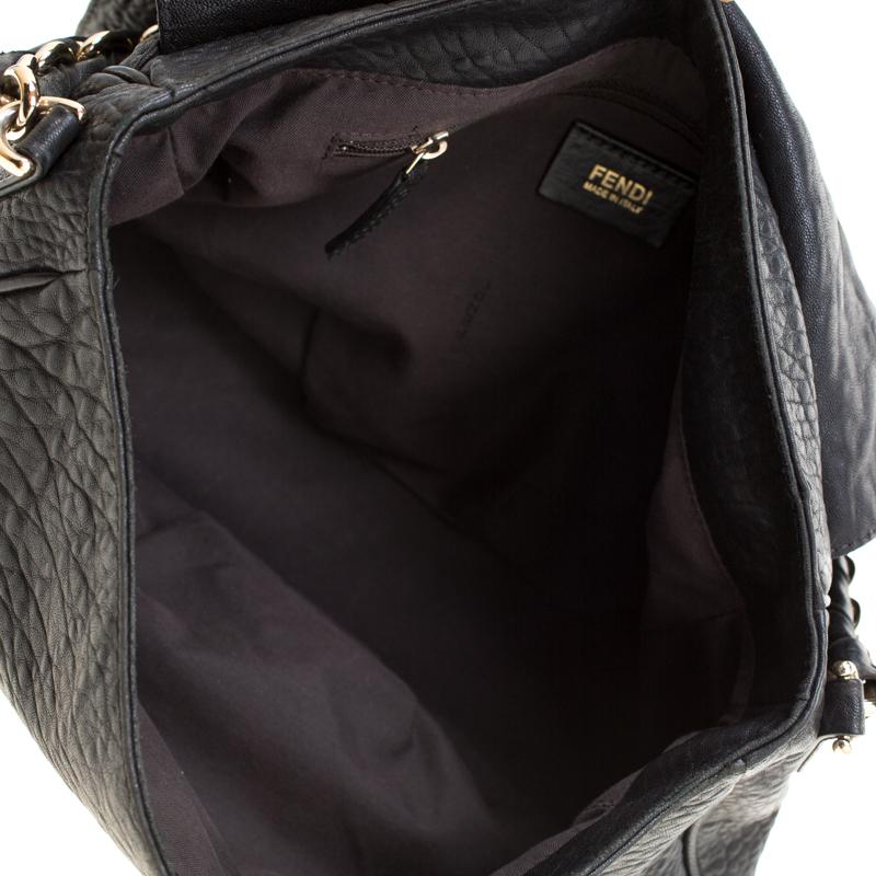 Fendi Black Leather Mia Flap Shoulder Bag 3