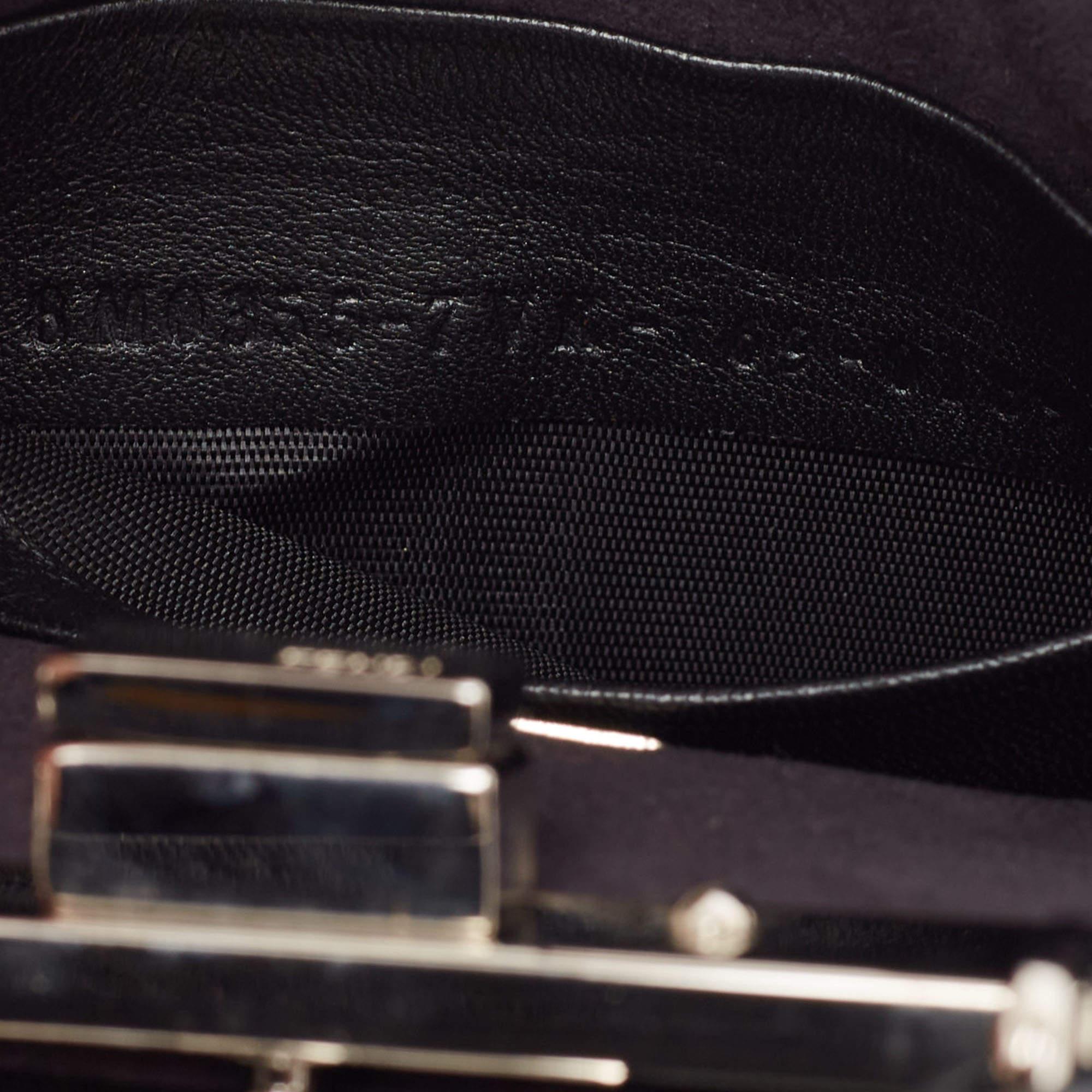 Fendi Black Leather Micro Crystal Embellished Peekaboo Crossbody Bag In Excellent Condition For Sale In Dubai, Al Qouz 2