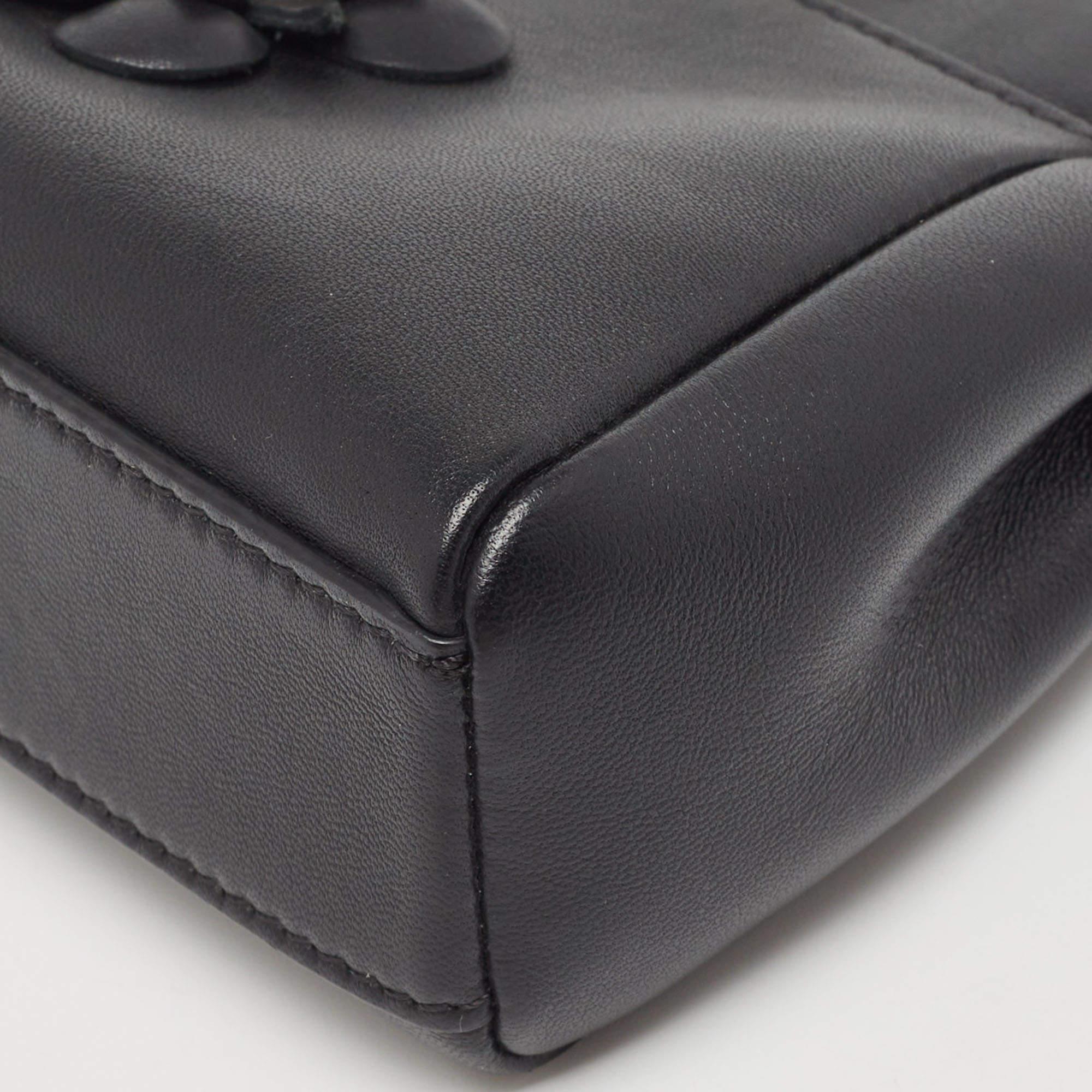Fendi Black Leather Micro Crystal Embellished Peekaboo Crossbody Bag For Sale 3