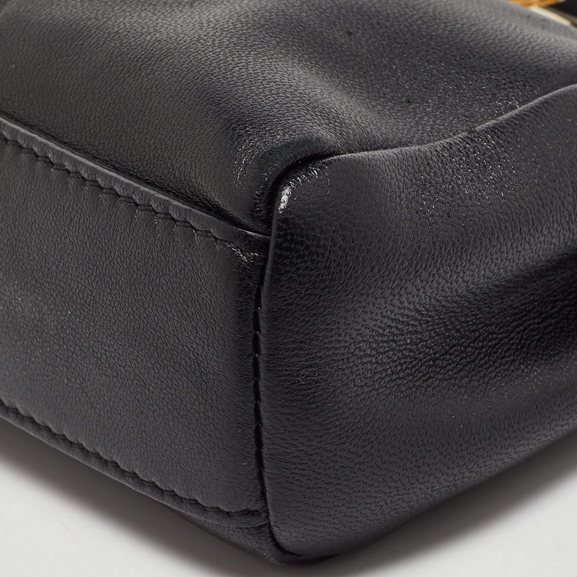 Fendi Black Leather Micro Peekaboo Crossbody Bag 6