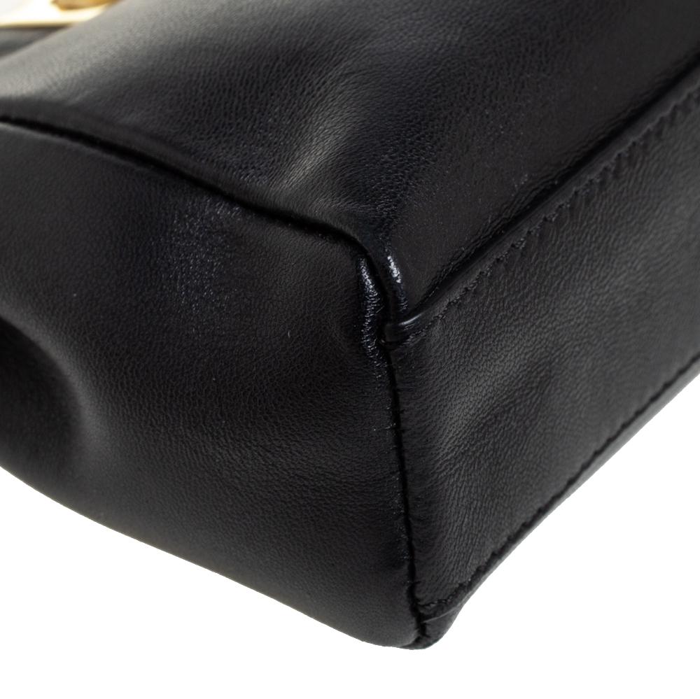 Fendi Black Leather Micro Peekaboo Crossbody Bag In Good Condition In Dubai, Al Qouz 2