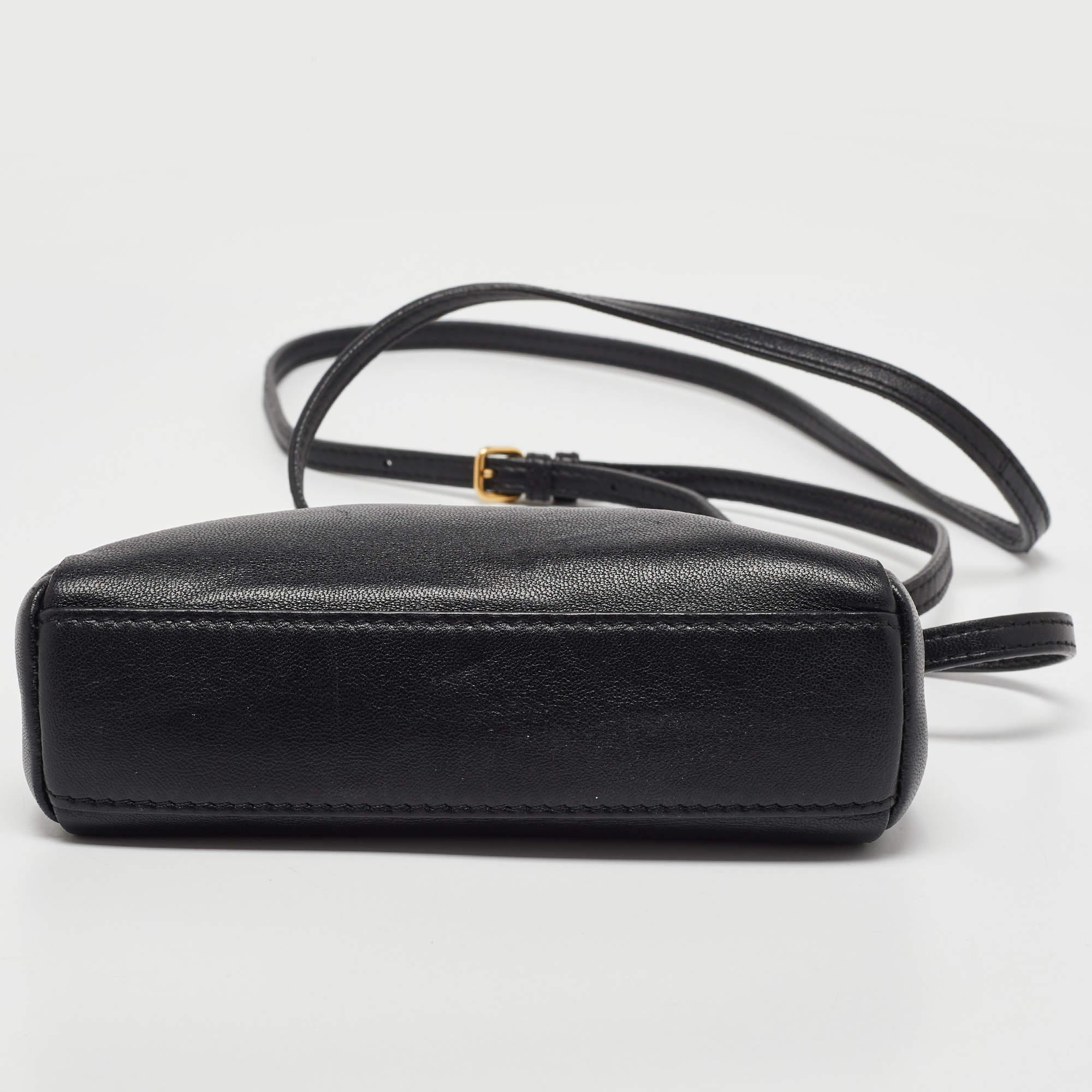 Fendi Black Leather Micro Peekaboo Crossbody Bag 2