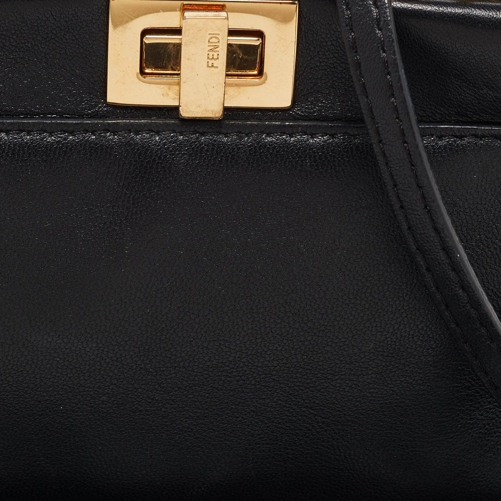 Fendi Black Leather Micro Peekaboo Crossbody Bag 5