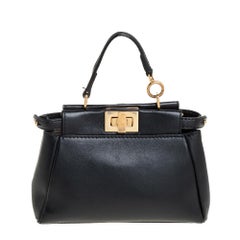 Fendi Black Leather Micro Peekaboo Crossbody Bag