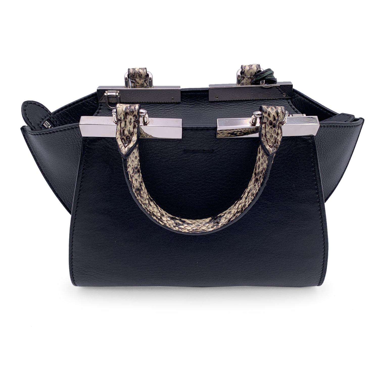 Fendi Black Leather Mini 3Jours Bag Contrast Details with Straps In Excellent Condition In Rome, Rome