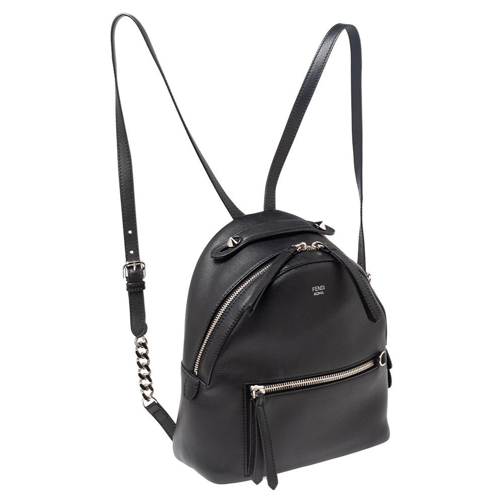 fendi black leather backpack