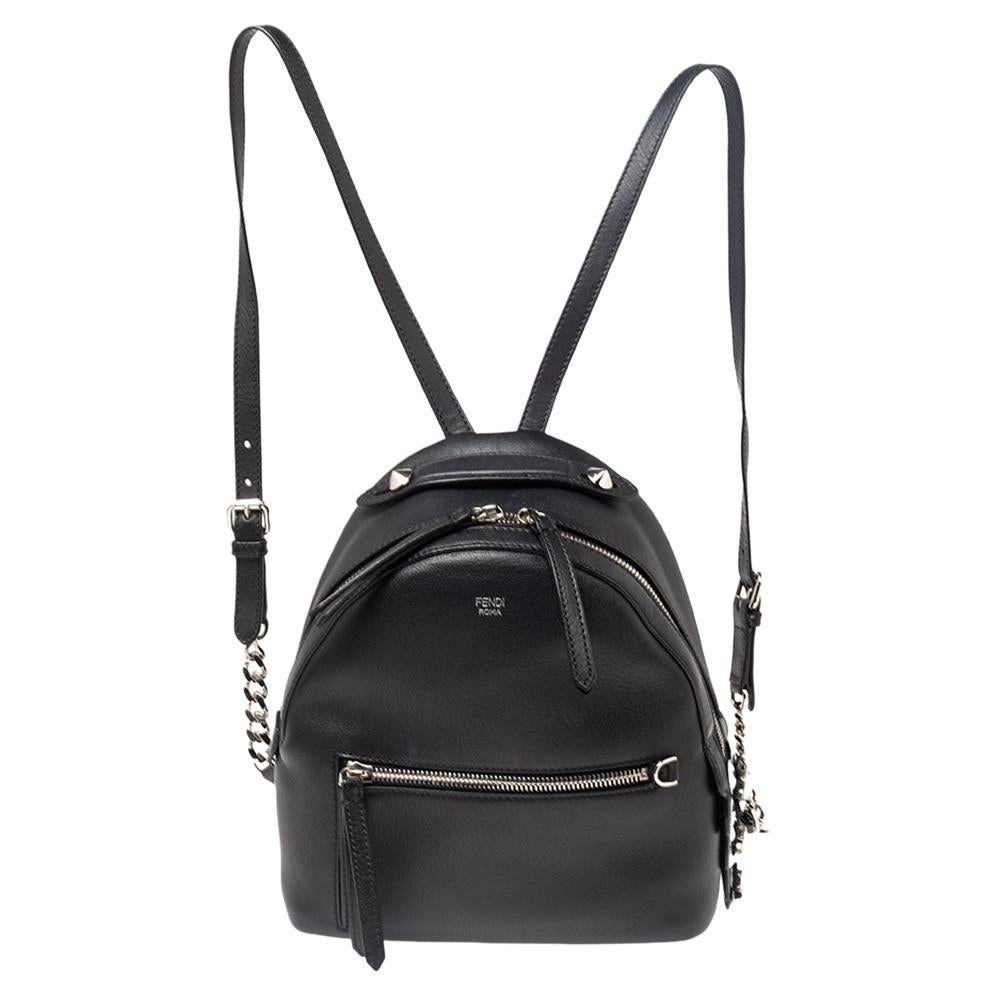 Fendi Black Leather Mini By The Way Backpack