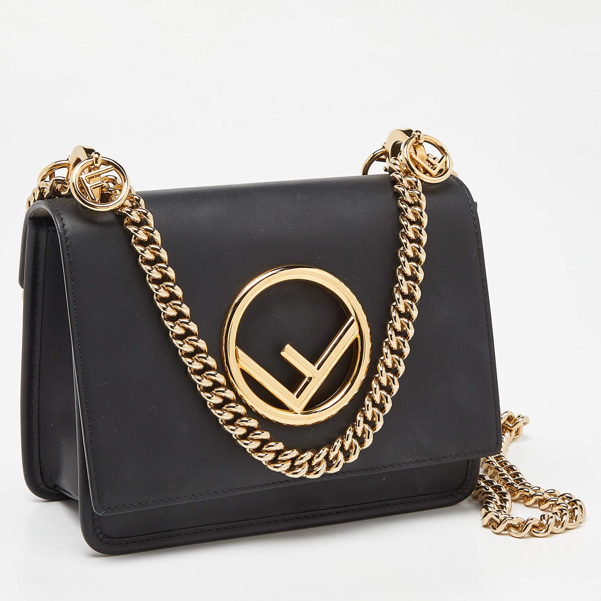 Fendi Black Leather Mini Kan I Shoulder Bag In Fair Condition In Dubai, Al Qouz 2