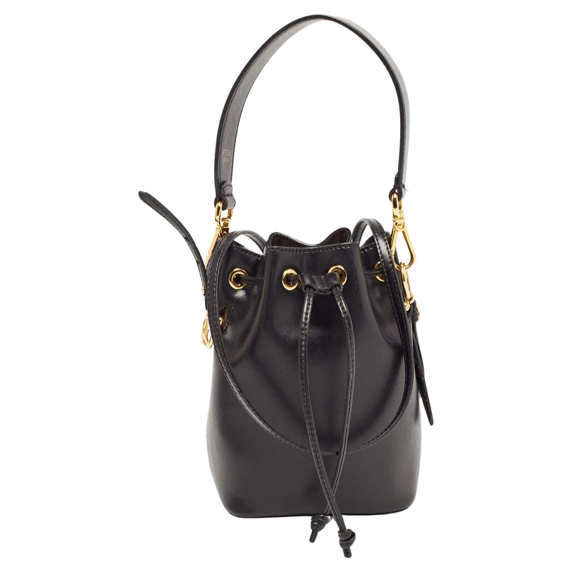 Fendi Black Leather Mini Mon Tresor Bucket Bag