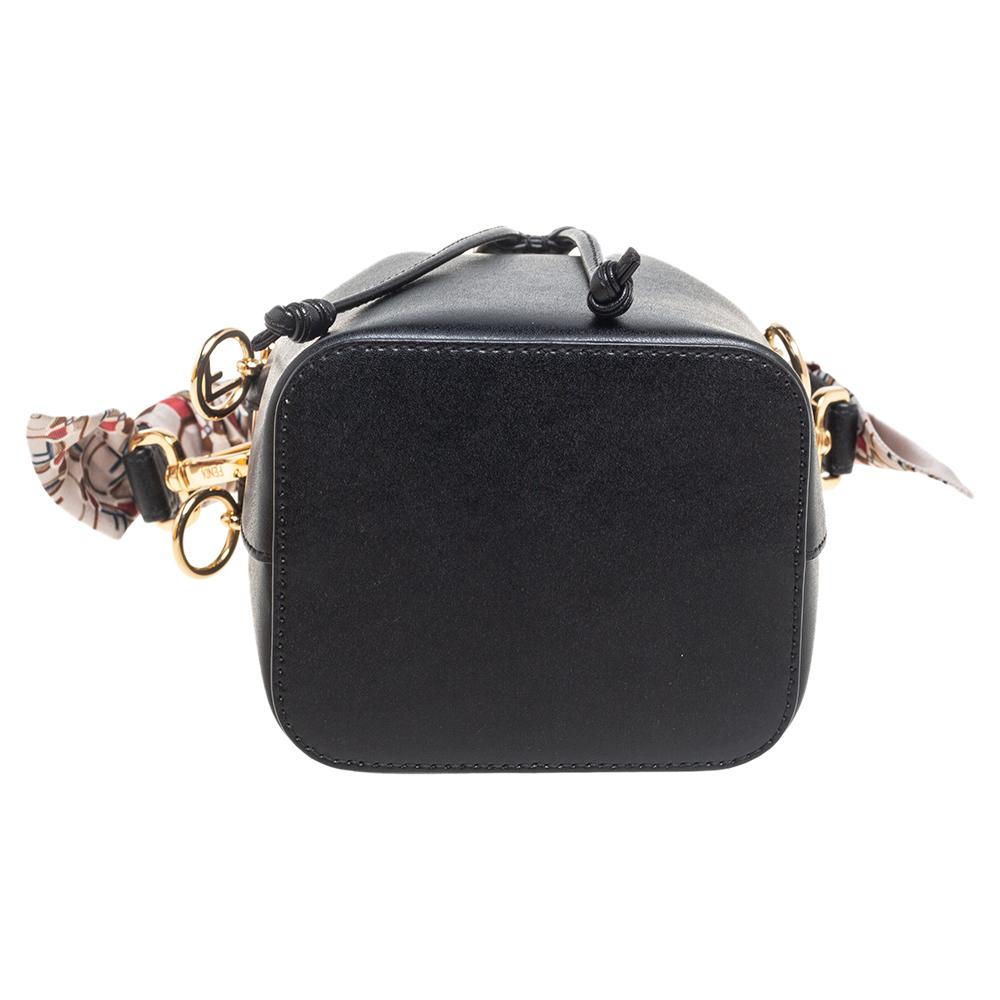 Fendi Black Leather Mini Mon Tresor Drawstring Bucket Bag 7