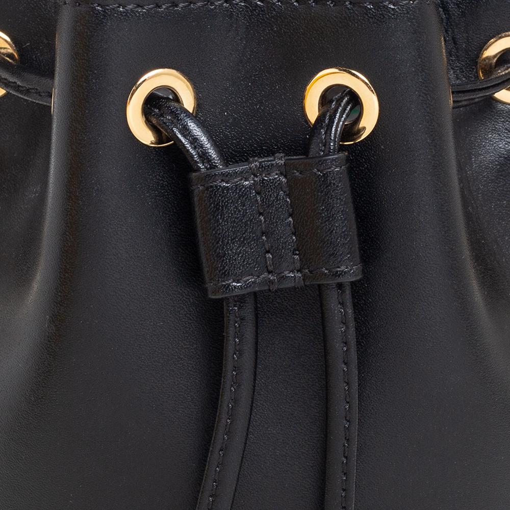 Fendi Black Leather Mini Mon Tresor Drawstring Bucket Bag 3