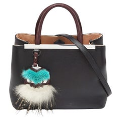 Fendi Mini Monster Eye 2Jours Tragetasche aus schwarzem Leder