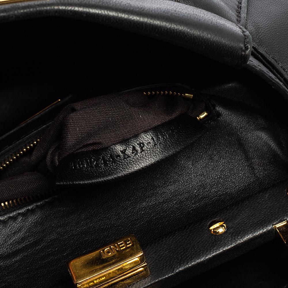 Fendi Black Leather Mini Peekaboo Top Handle Bag 6