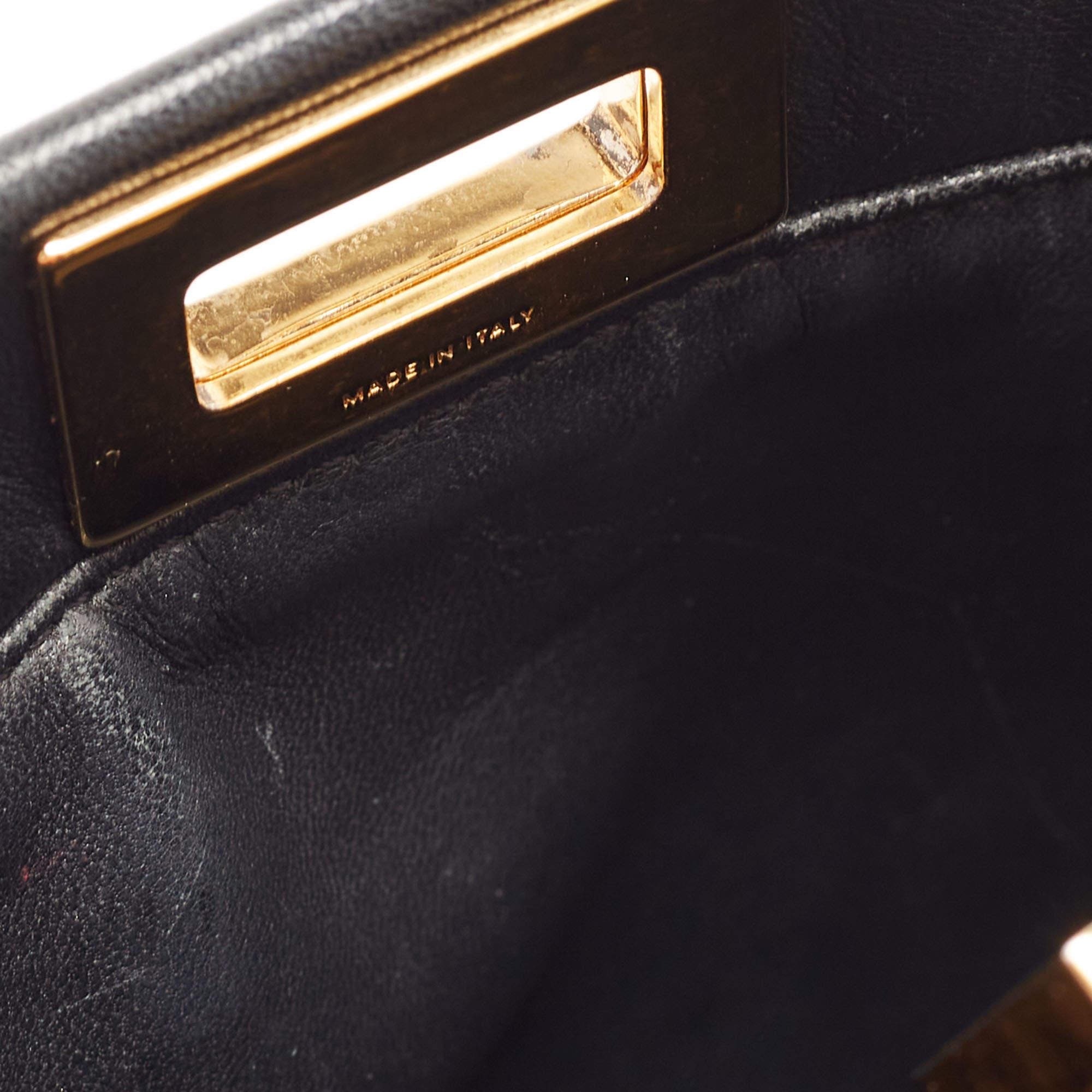Fendi Black Leather Mini Peekaboo Top Handle Bag 10
