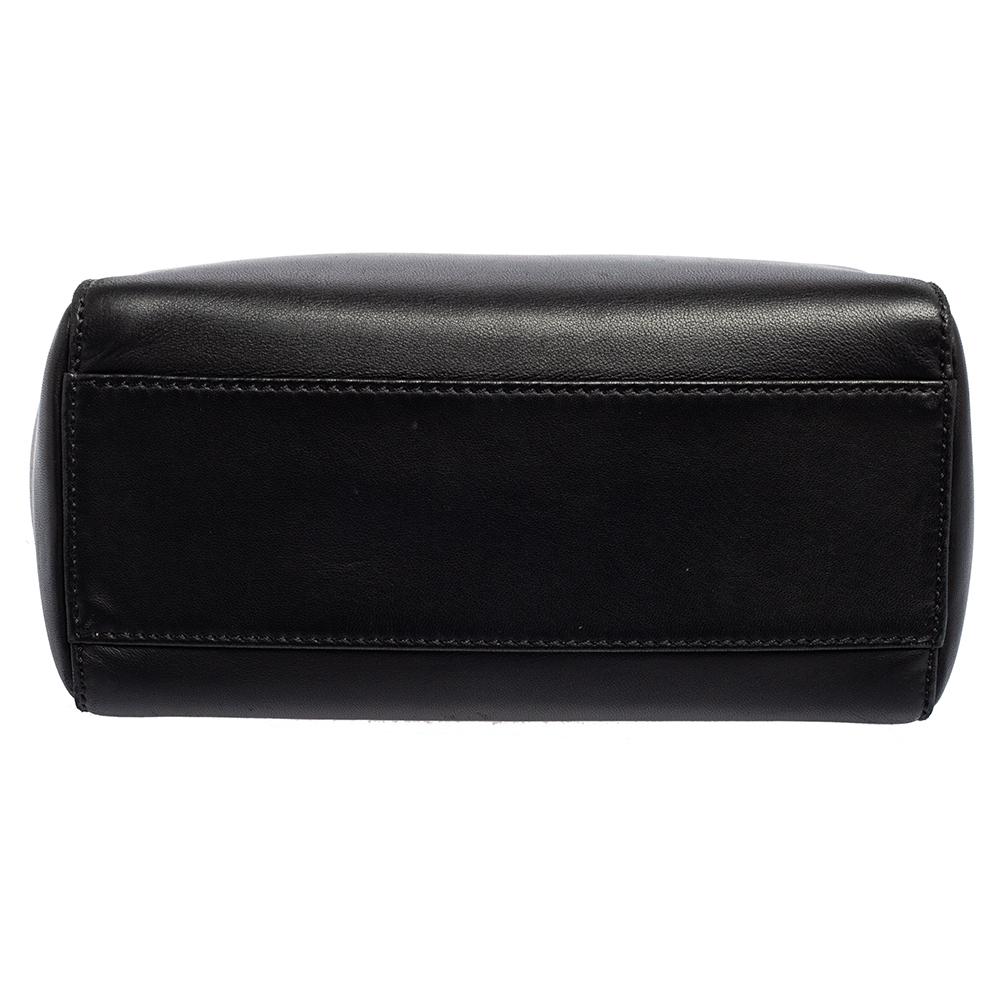 Fendi Black Leather Mini Peekaboo Top Handle Bag 1