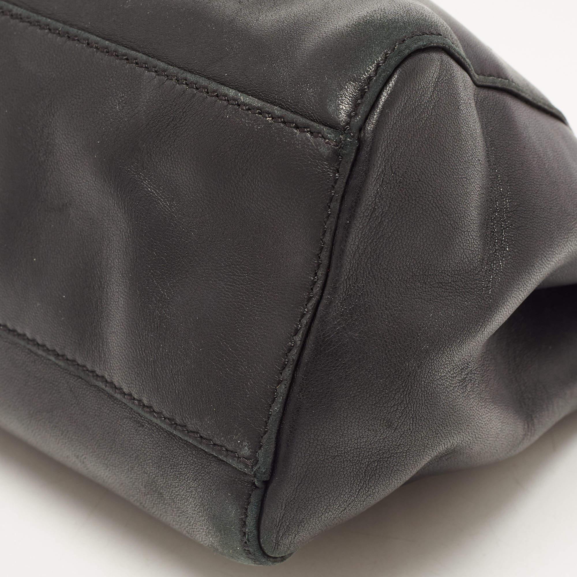Fendi Black Leather Mini Peekaboo Top Handle Bag 2