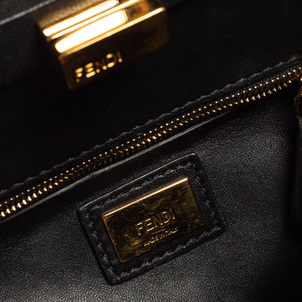 Fendi Black Leather Mini Peekaboo Top Handle Bag 3