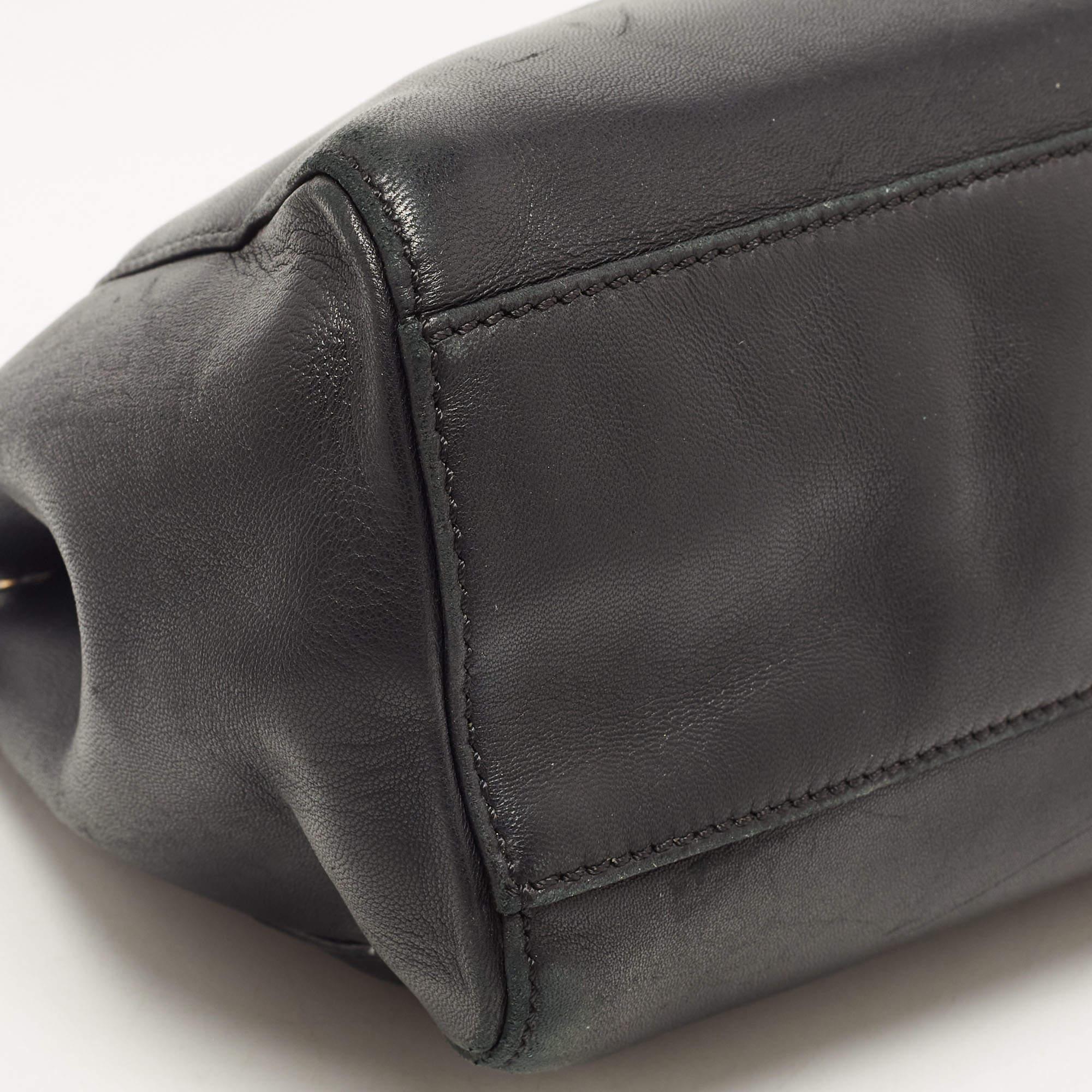 Fendi Black Leather Mini Peekaboo Top Handle Bag 3