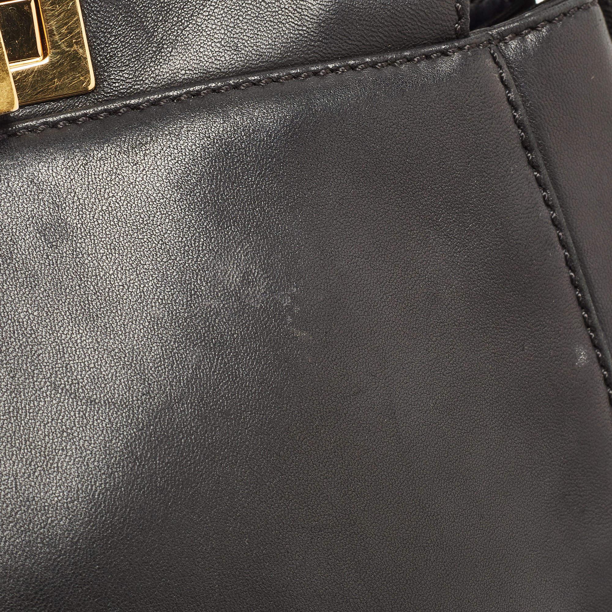 Fendi Black Leather Mini Peekaboo Top Handle Bag 4