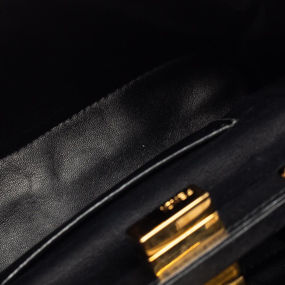 Fendi Black Leather Mini Peekaboo Top Handle Bag 5