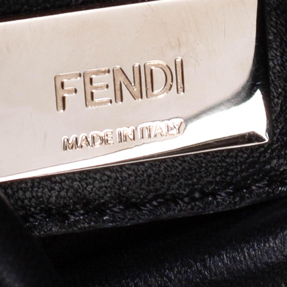 Fendi Black Leather Mini Whipstitched Peekaboo Top Handle Bag In Good Condition In Dubai, Al Qouz 2