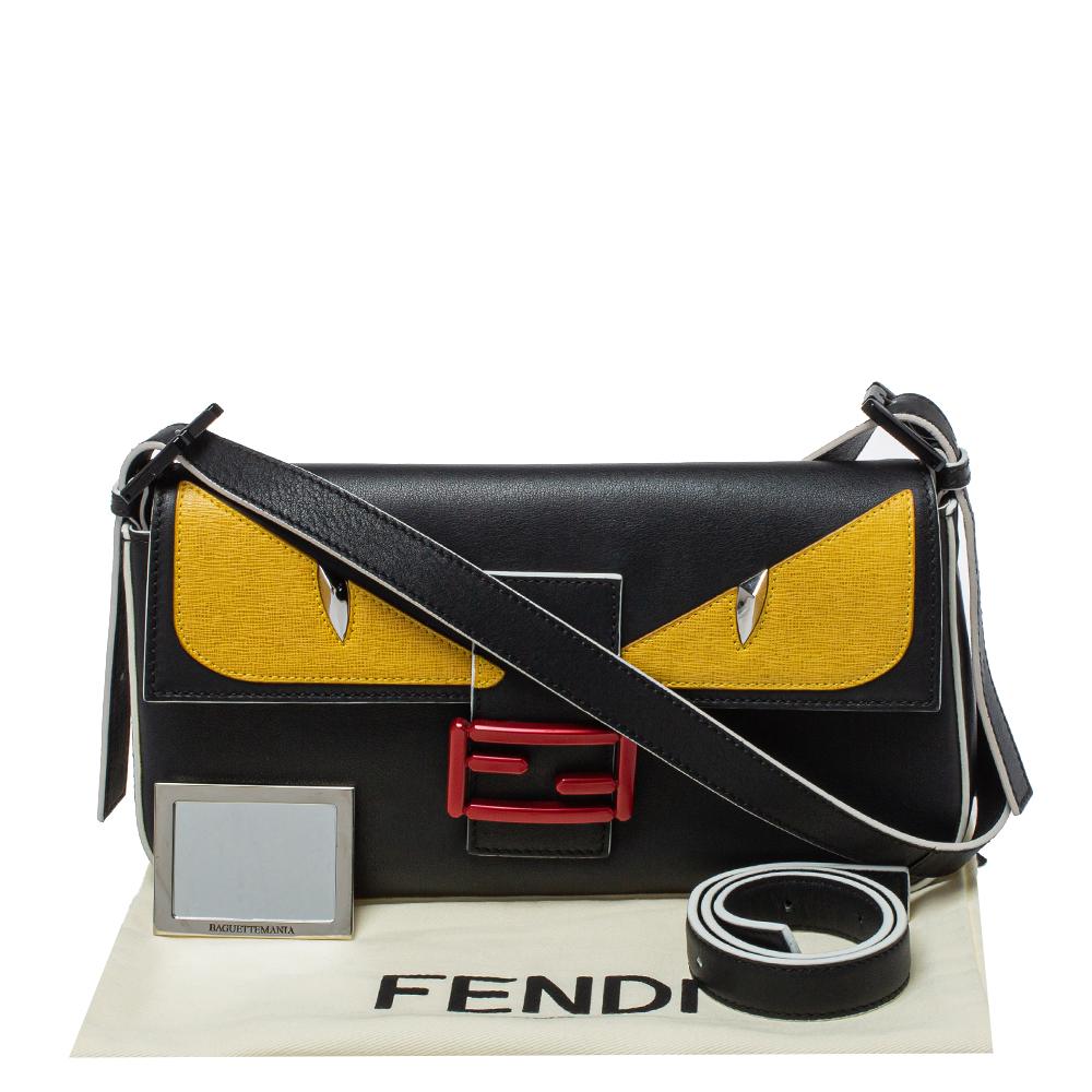 Fendi Black Leather Monster Baguette Mania Bag at 1stDibs