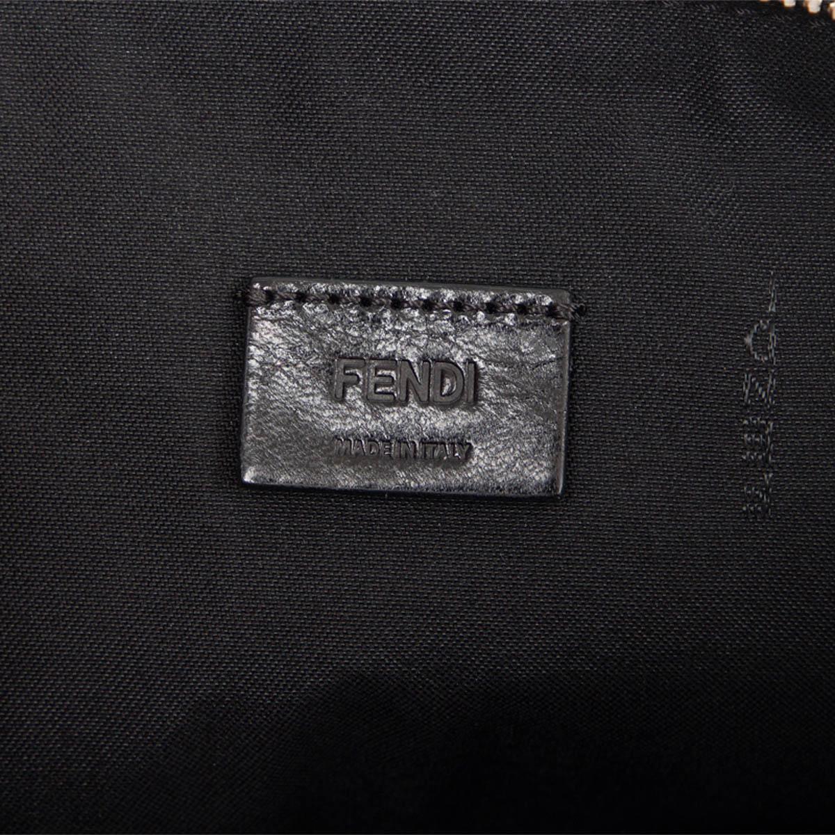 Black FENDI black leather MONSTER EYE ZIP POUCH Clutch Bag