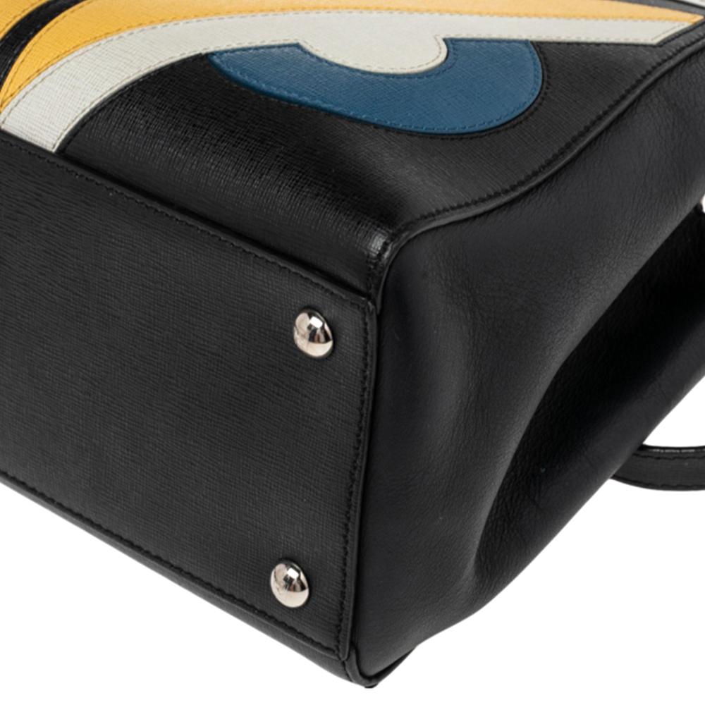 Fendi Black Leather Monster Eyes Elite Mini 2jours Tote 3